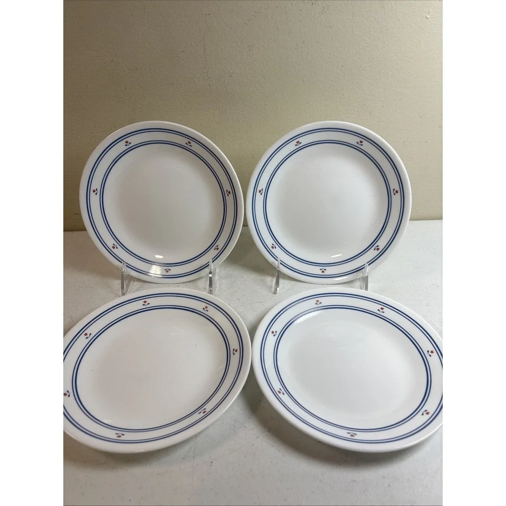 Corelle COUNTRY HEARTS Bread Butter Plate Blue RED Heart Flower 6.5